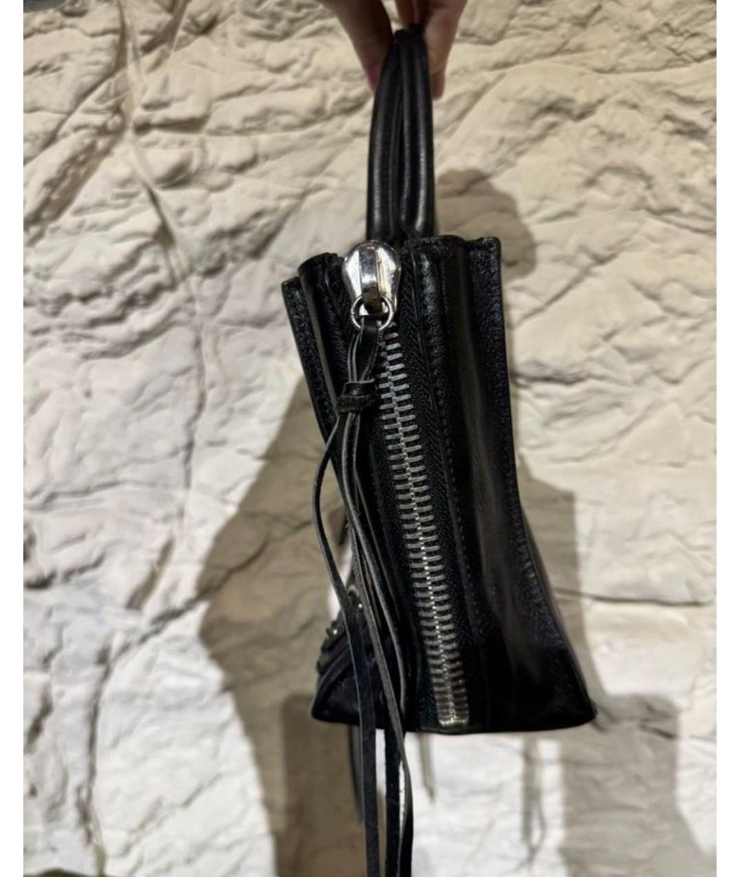 BALENCIAGA Черная кожаная сумка через плечо, фото 4