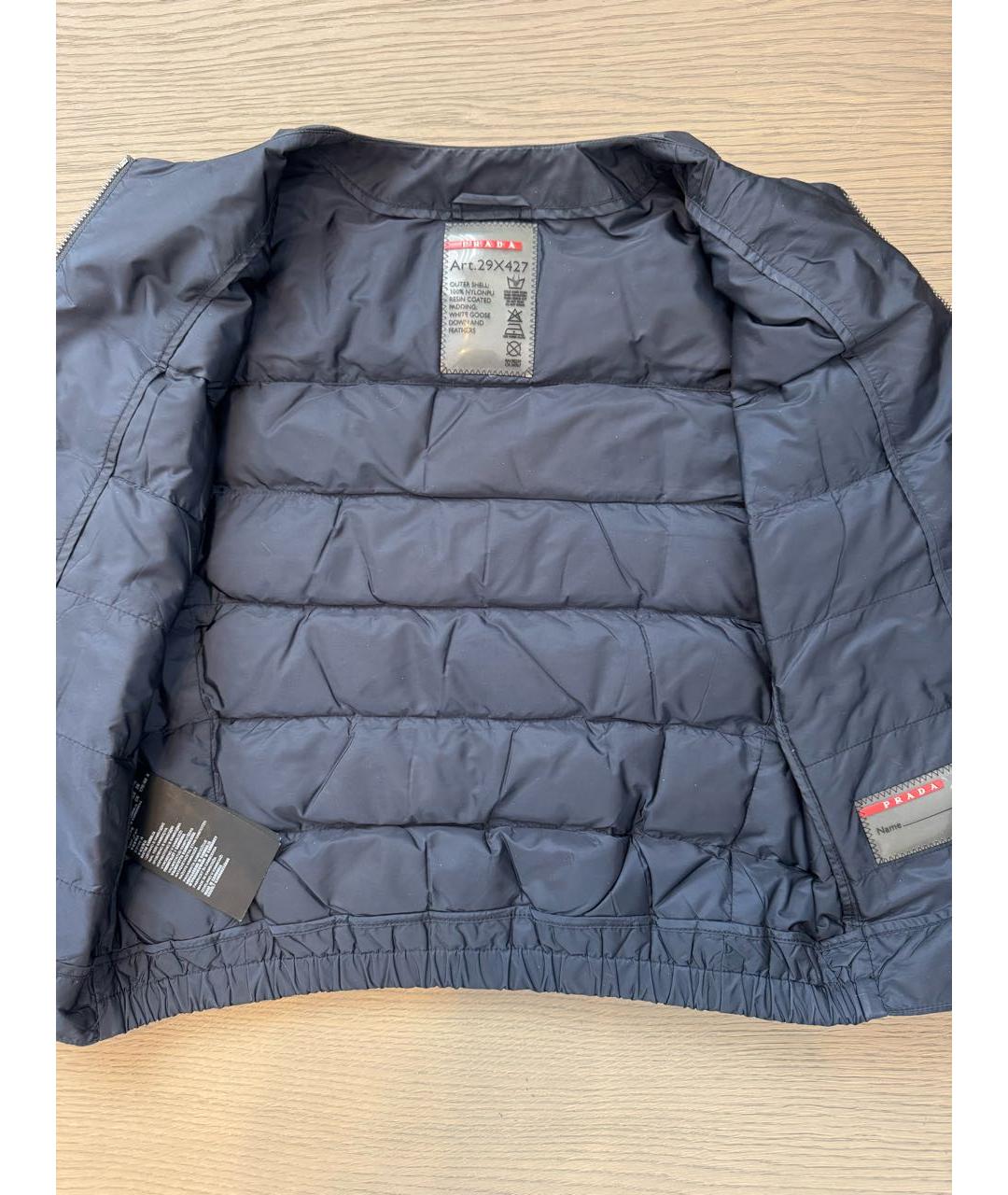 PRADA Темно-синяя полиамидовая куртка, фото 3