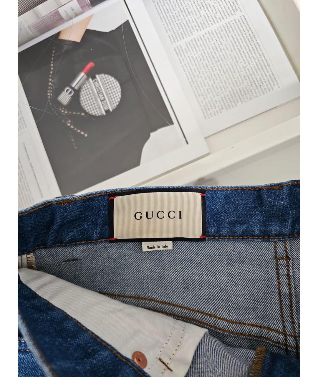 GUCCI Темно-синяя деним юбка мини, фото 3