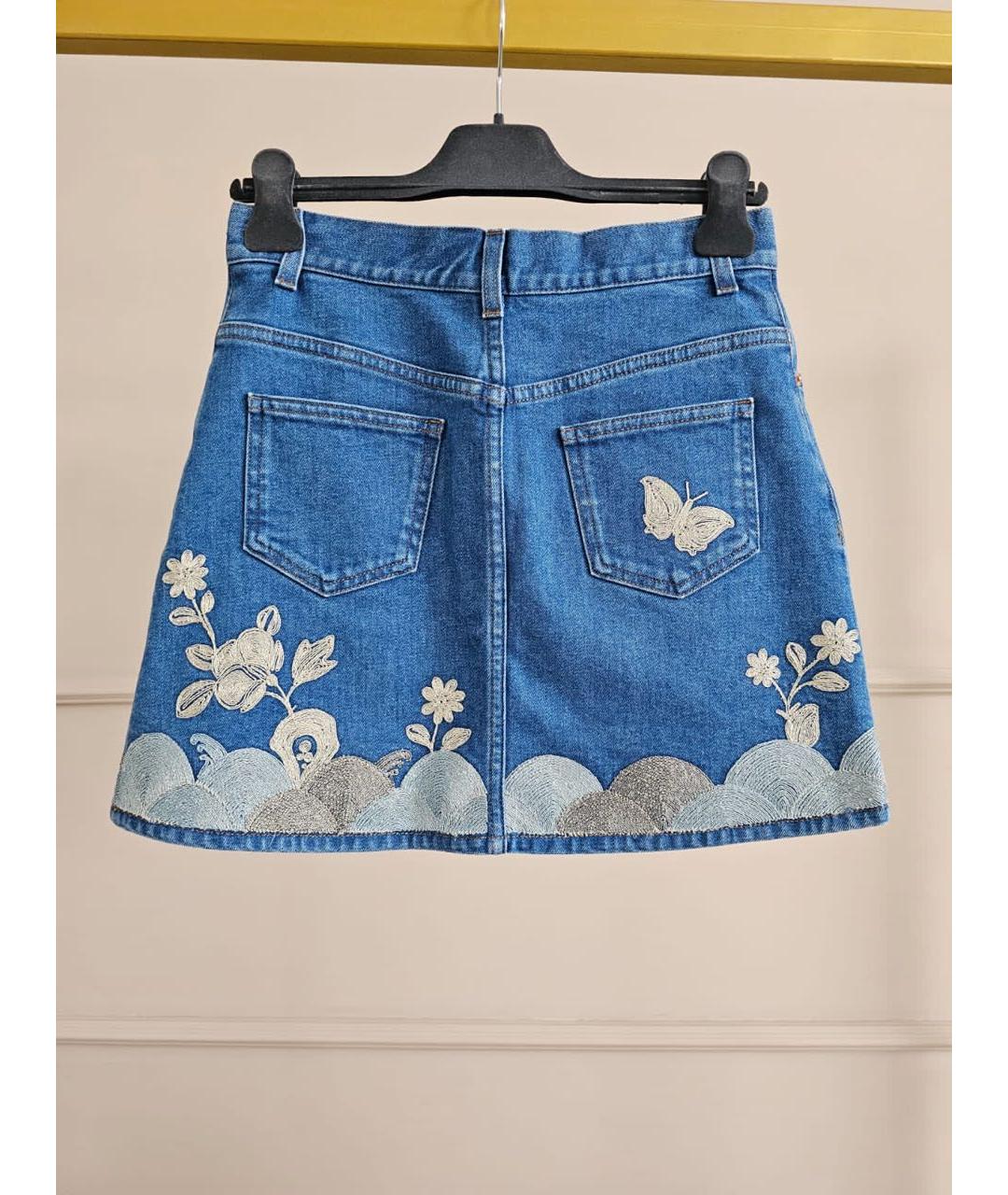 GUCCI Темно-синяя деним юбка мини, фото 2