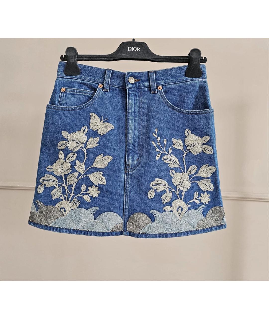 GUCCI Темно-синяя деним юбка мини, фото 9