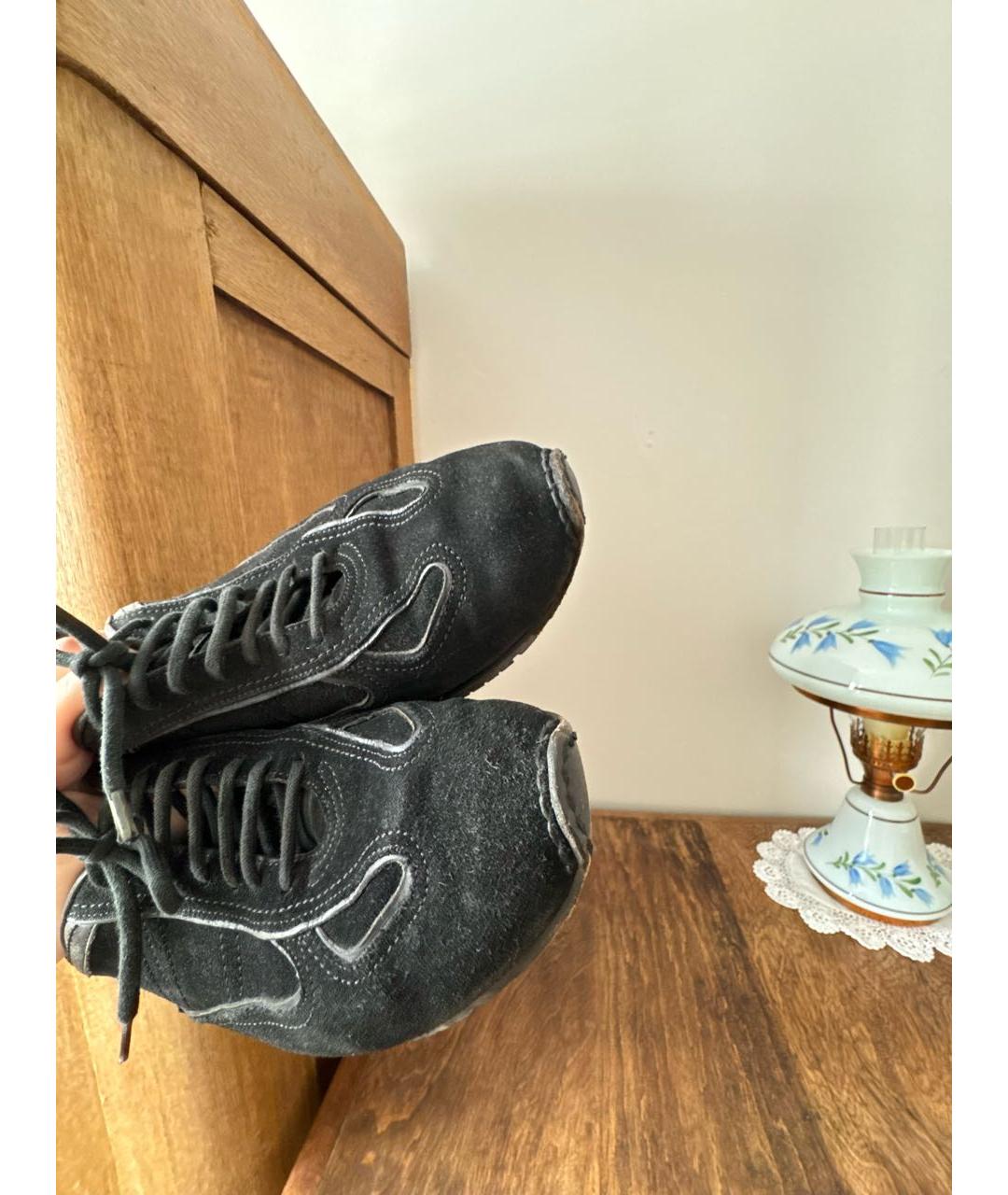 SANTONI Черные замшевые низкие кроссовки / кеды, фото 5