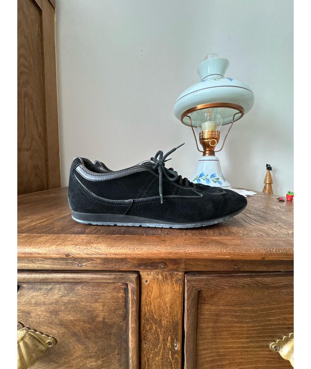 SANTONI Черные замшевые низкие кроссовки / кеды, фото 8