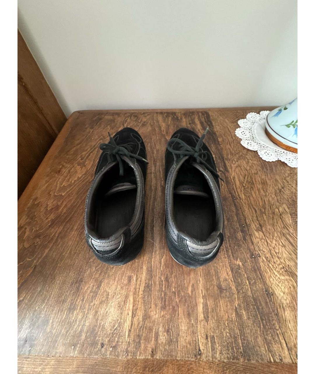 SANTONI Черные замшевые низкие кроссовки / кеды, фото 3