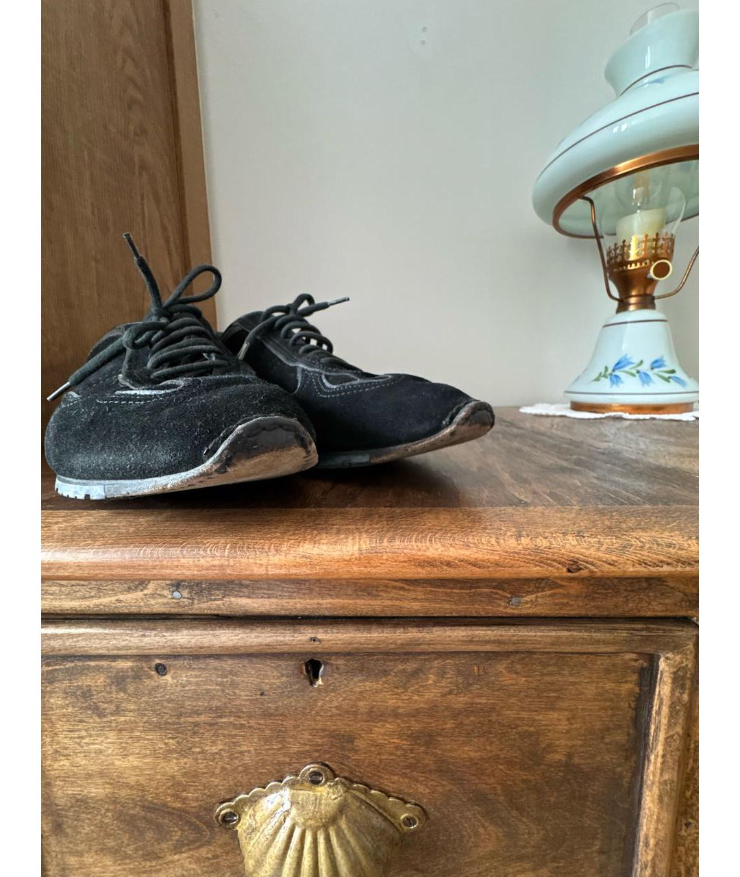 SANTONI Черные замшевые низкие кроссовки / кеды, фото 6