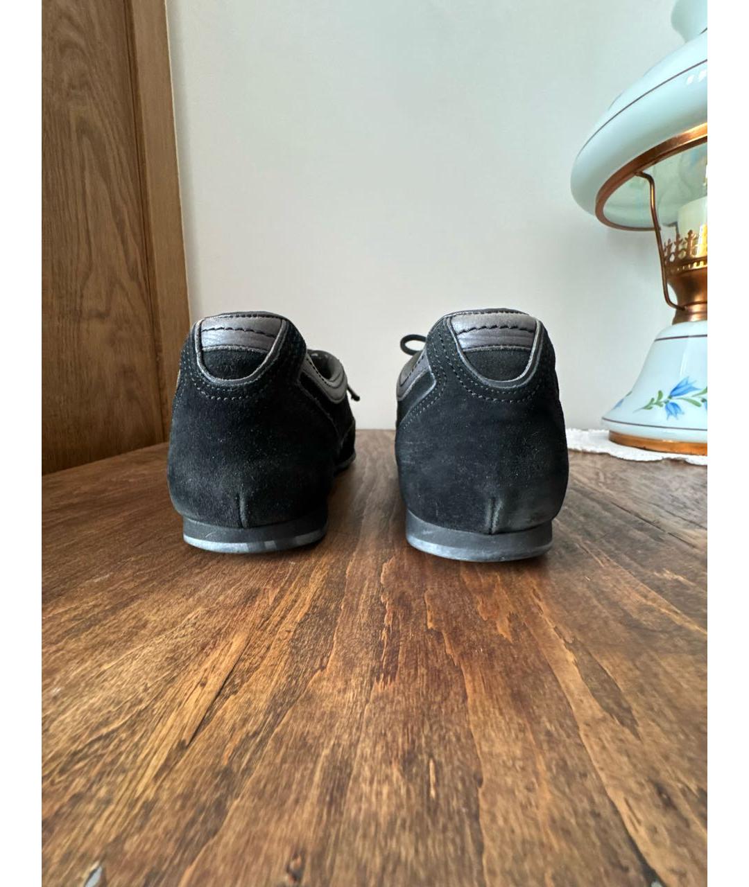 SANTONI Черные замшевые низкие кроссовки / кеды, фото 4