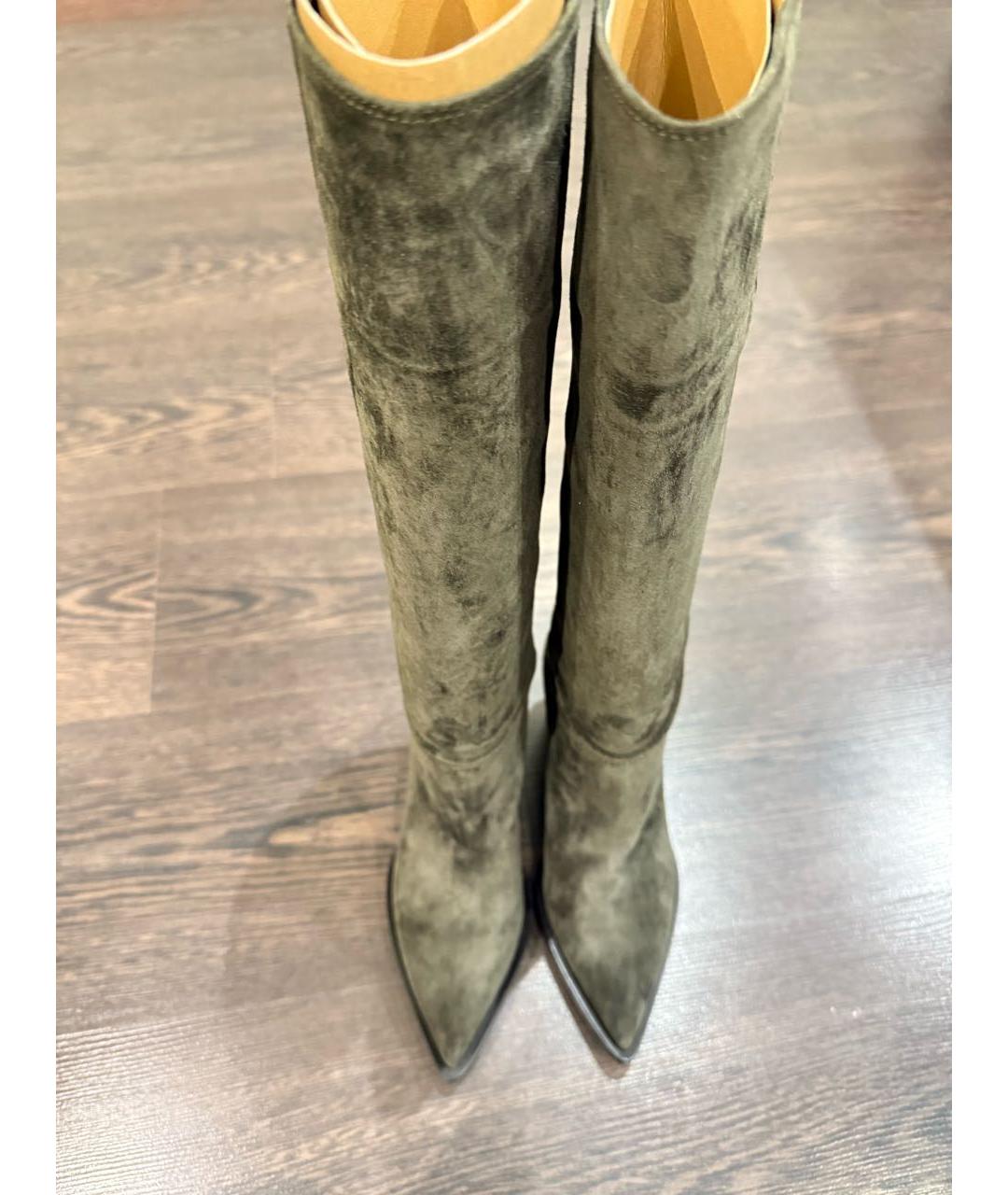 GIANVITO ROSSI Хаки замшевые сапоги, фото 2