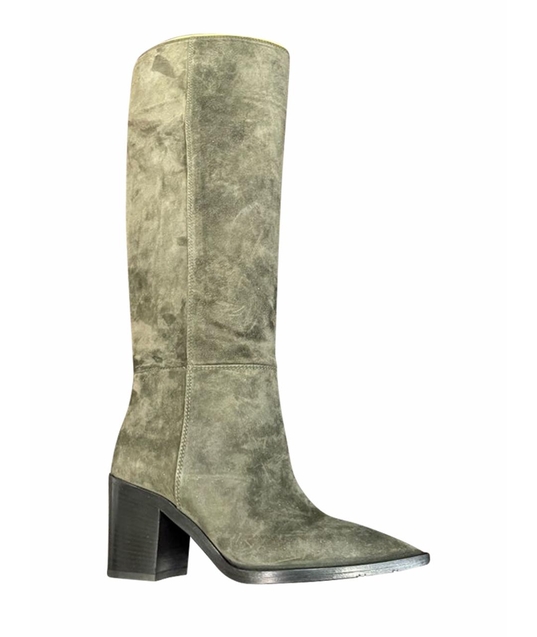 GIANVITO ROSSI Хаки замшевые сапоги, фото 7