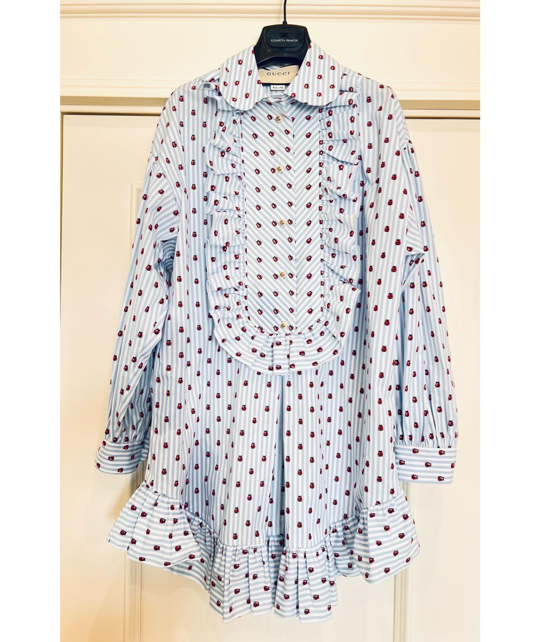 GUCCI Голубое хлопковое повседневное платье, фото 7