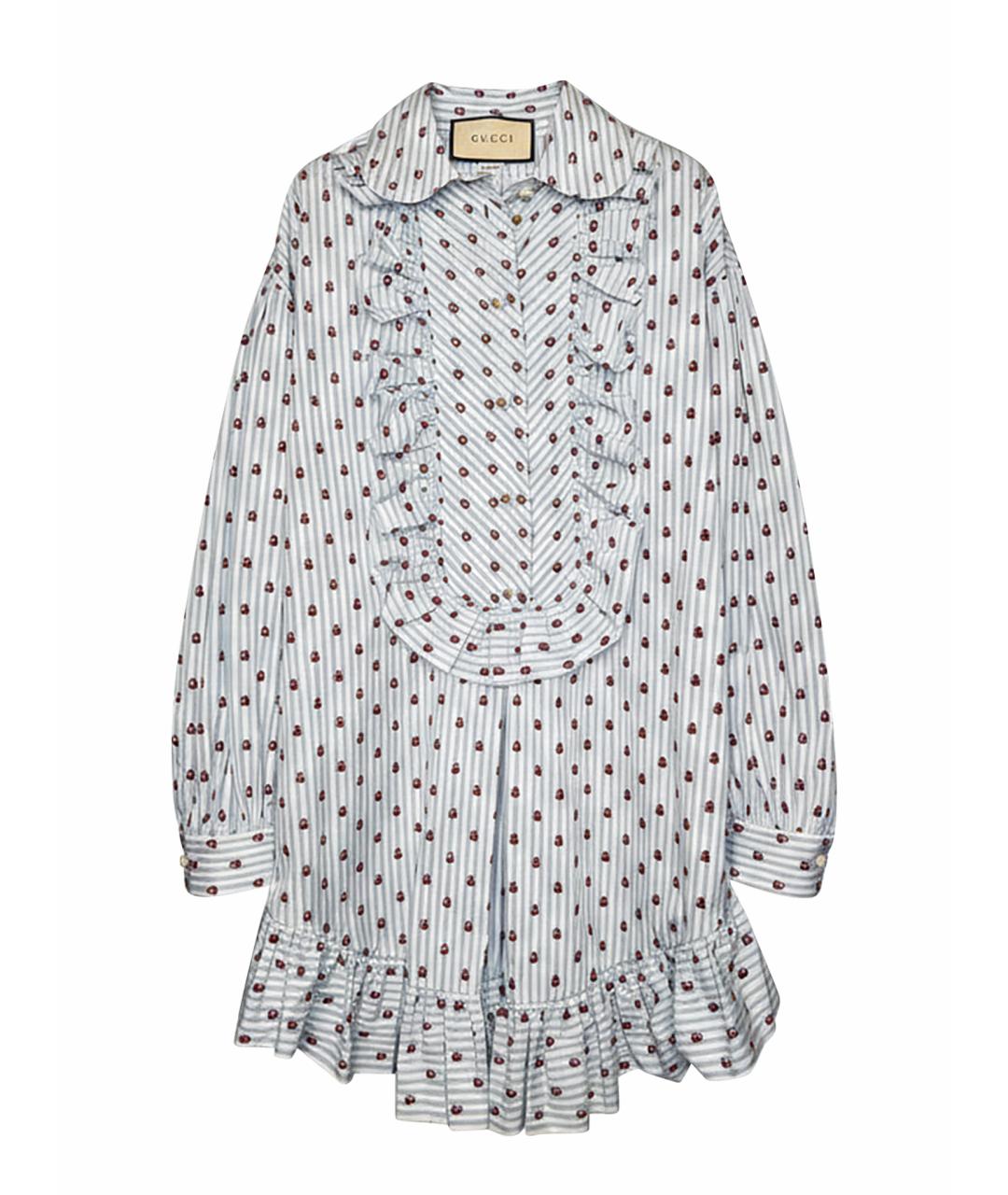 GUCCI Голубое хлопковое повседневное платье, фото 1