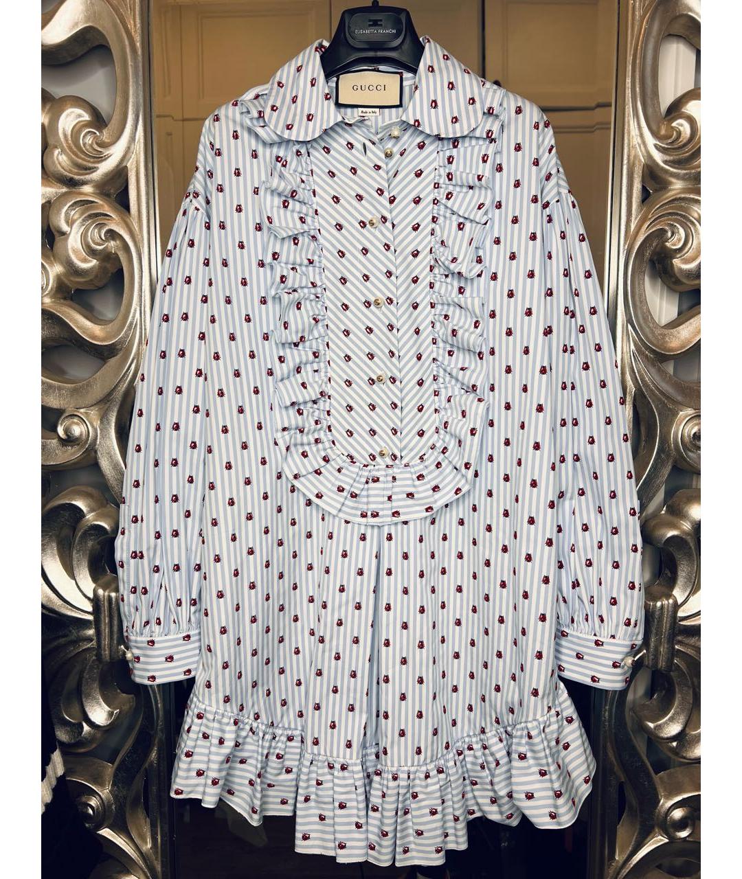 GUCCI Голубое хлопковое повседневное платье, фото 9