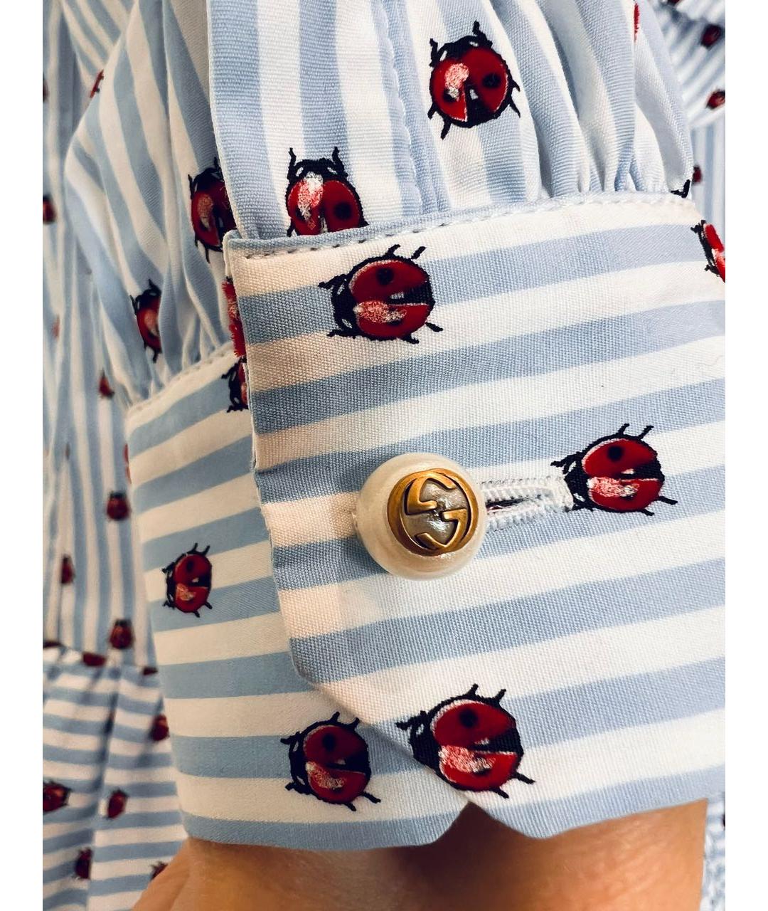 GUCCI Голубое хлопковое повседневное платье, фото 3