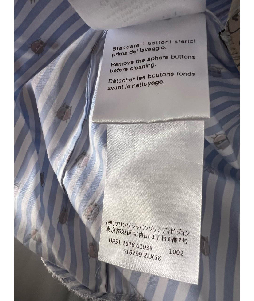 GUCCI Голубое хлопковое повседневное платье, фото 6