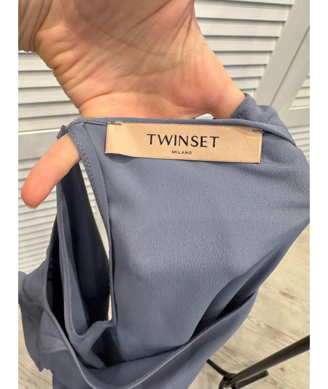 TWIN-SET Серое шелковое коктейльное платье, фото 3