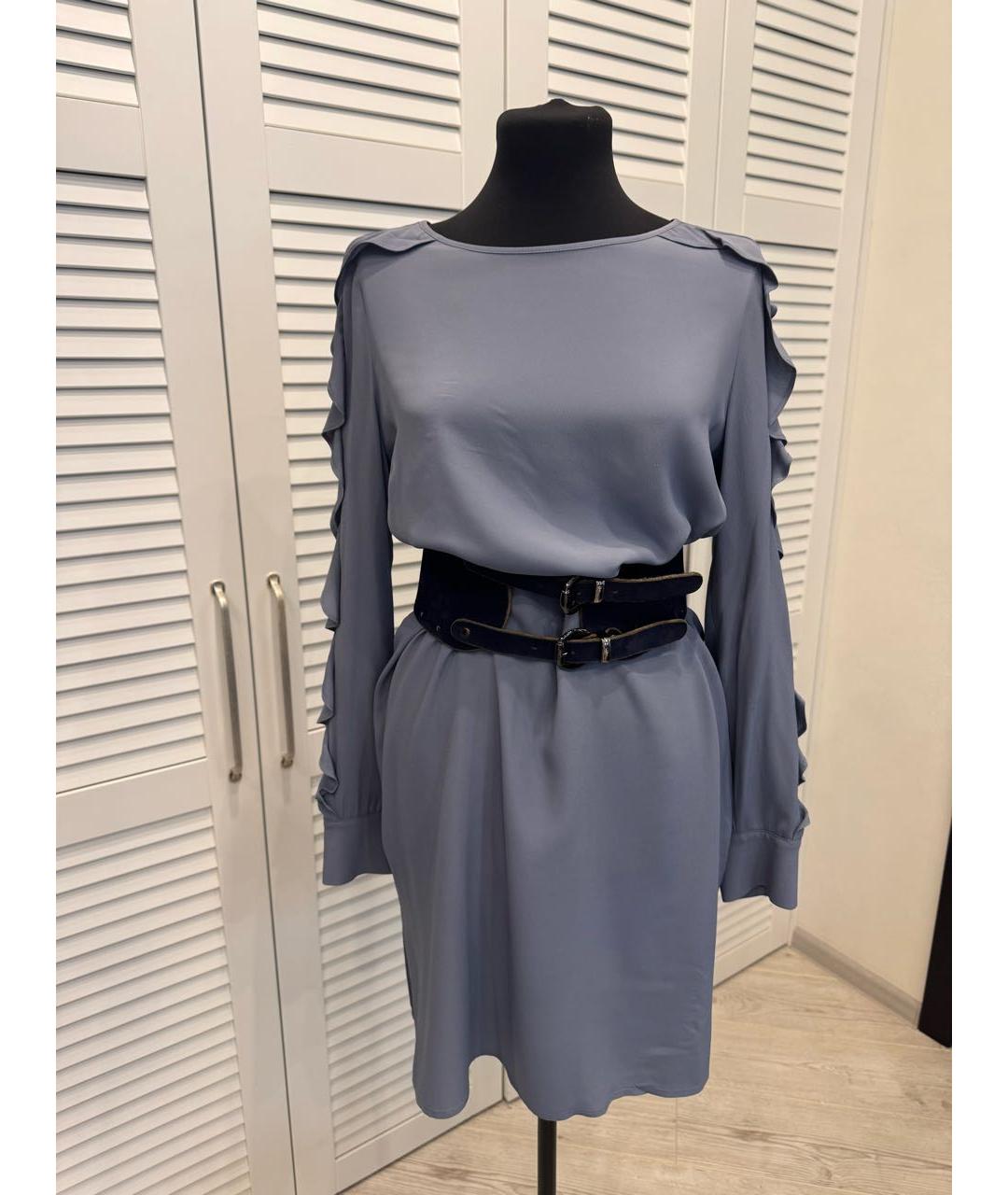 TWIN-SET Серое шелковое коктейльное платье, фото 5