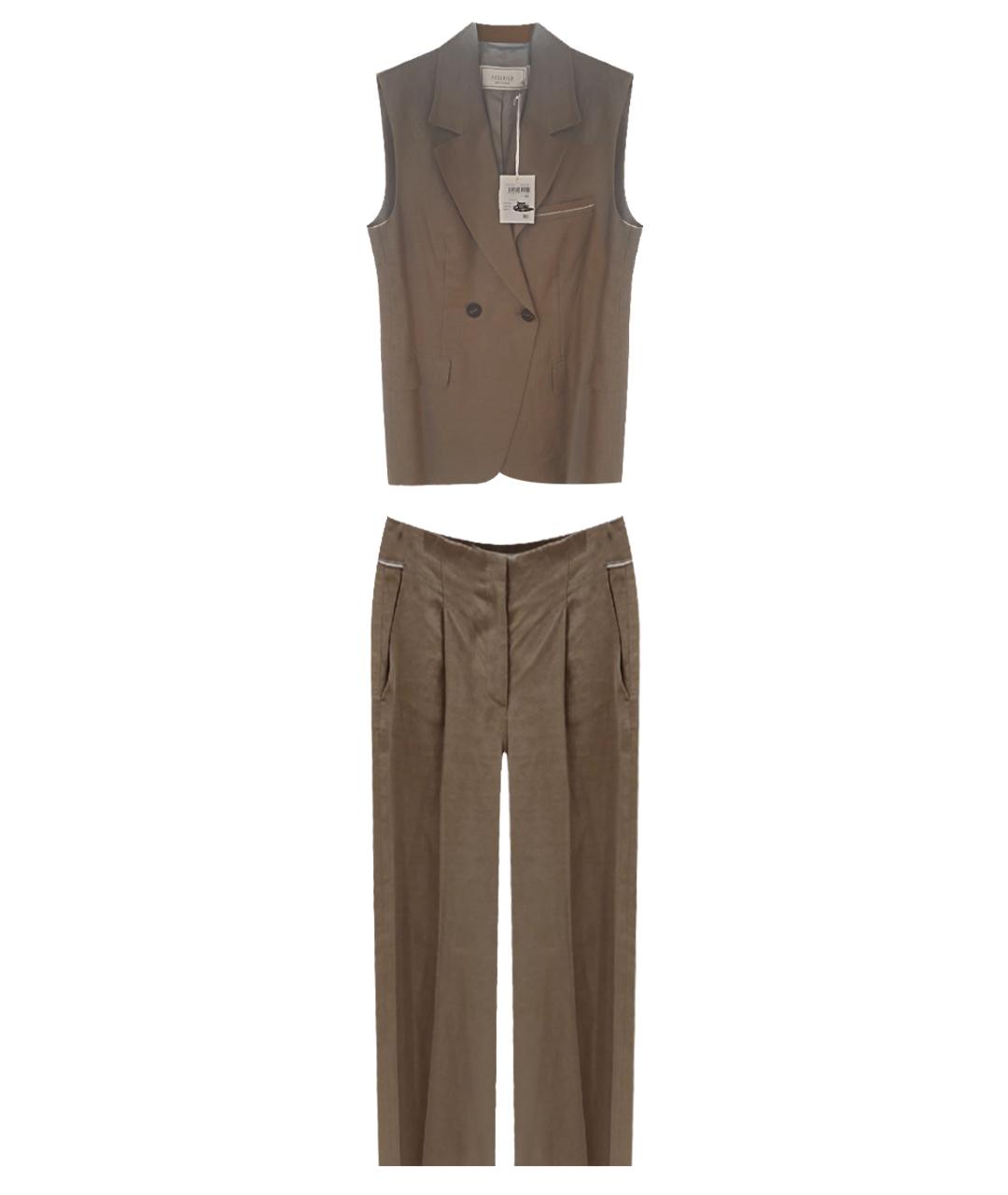 PESERICO Коричневый льняной костюм с брюками, фото 1