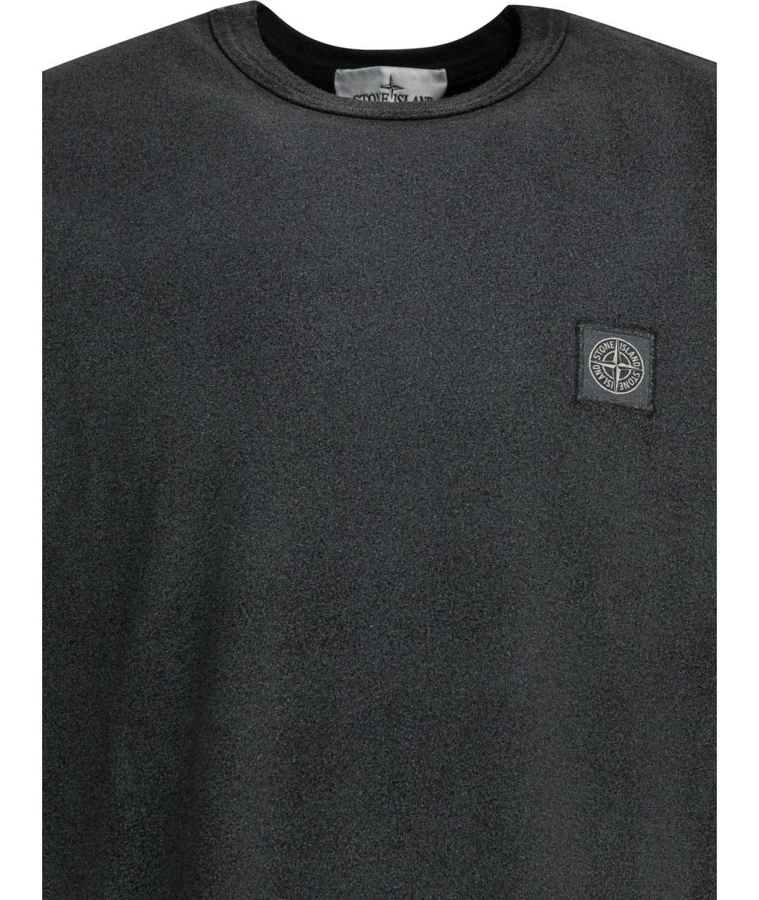 STONE ISLAND Черная хлопковая футболка, фото 3