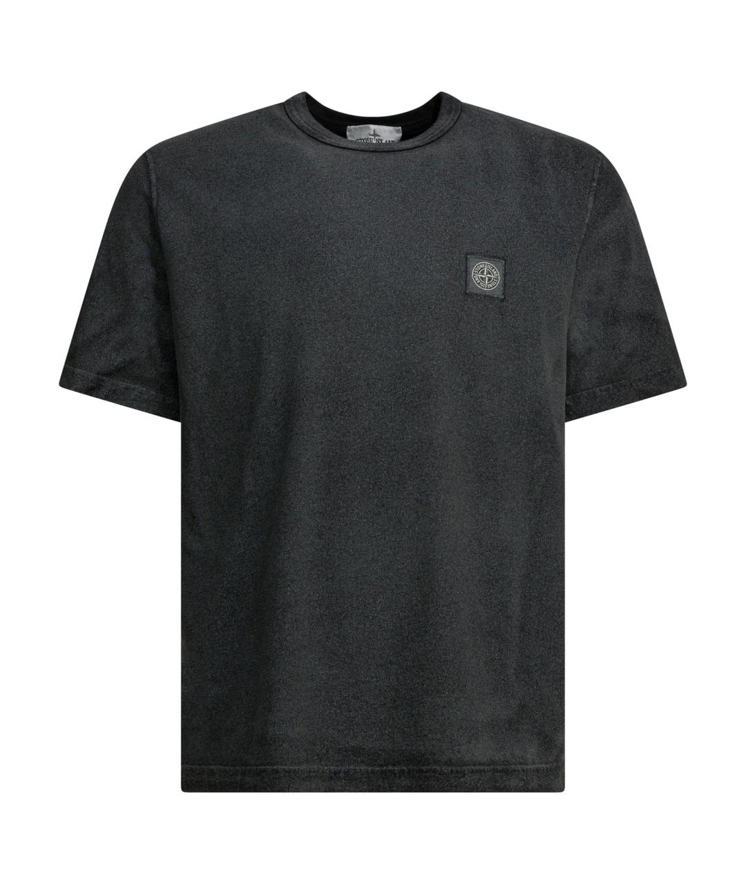 STONE ISLAND Черная хлопковая футболка, фото 1