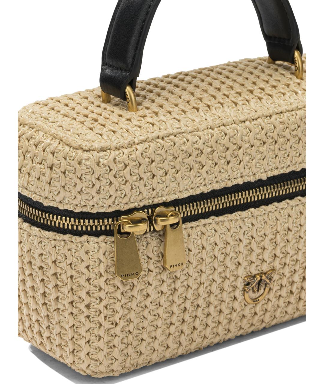 PINKO Бежевая сумка с короткими ручками, фото 4