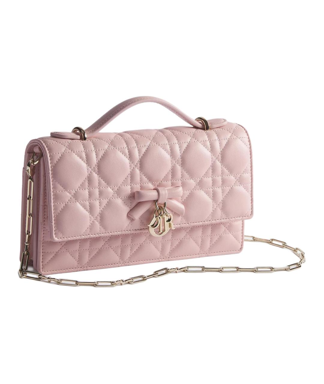 CHRISTIAN DIOR Розовая кожаная сумка через плечо, фото 2
