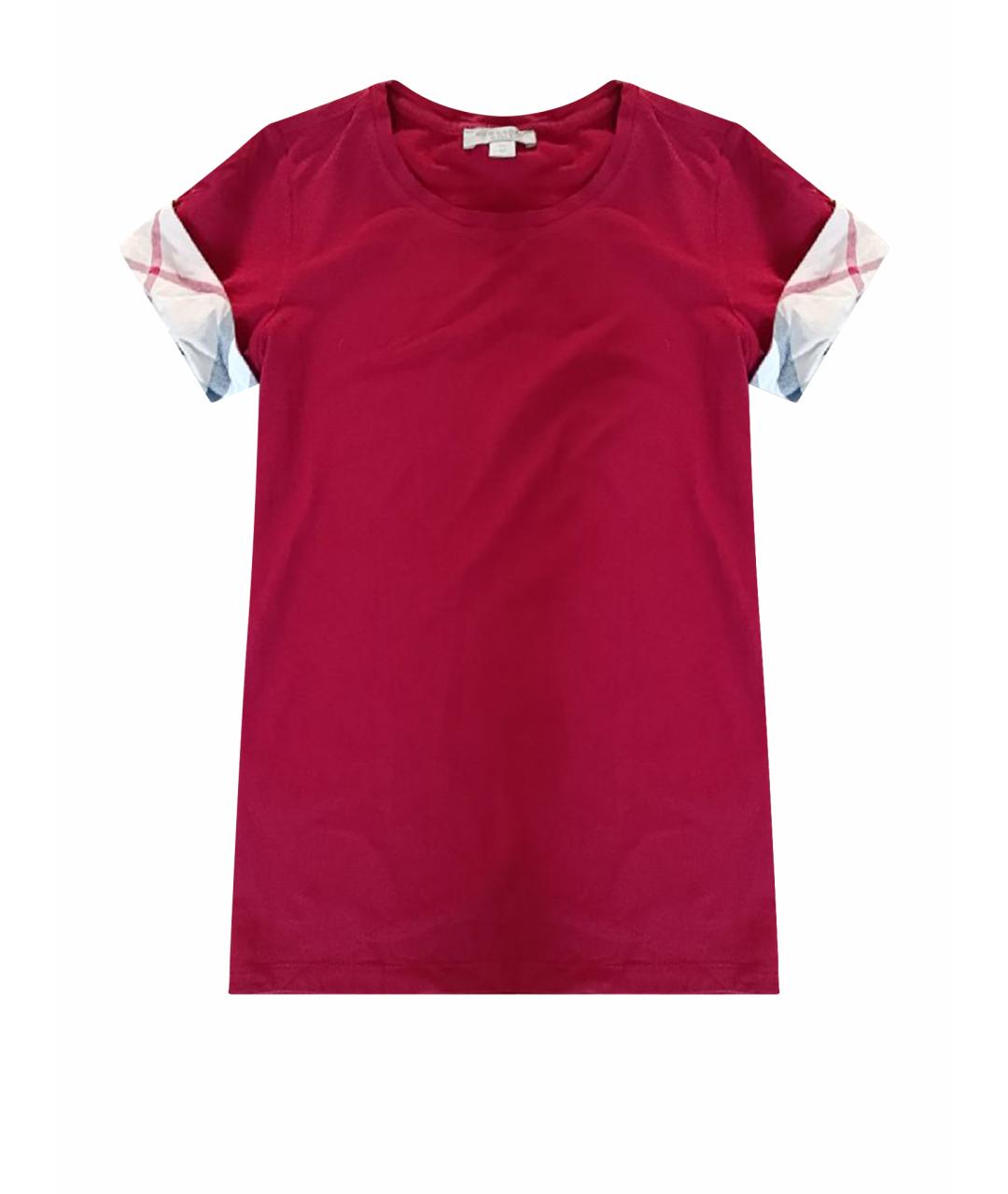 BURBERRY Бордовая хлопковая футболка, фото 1