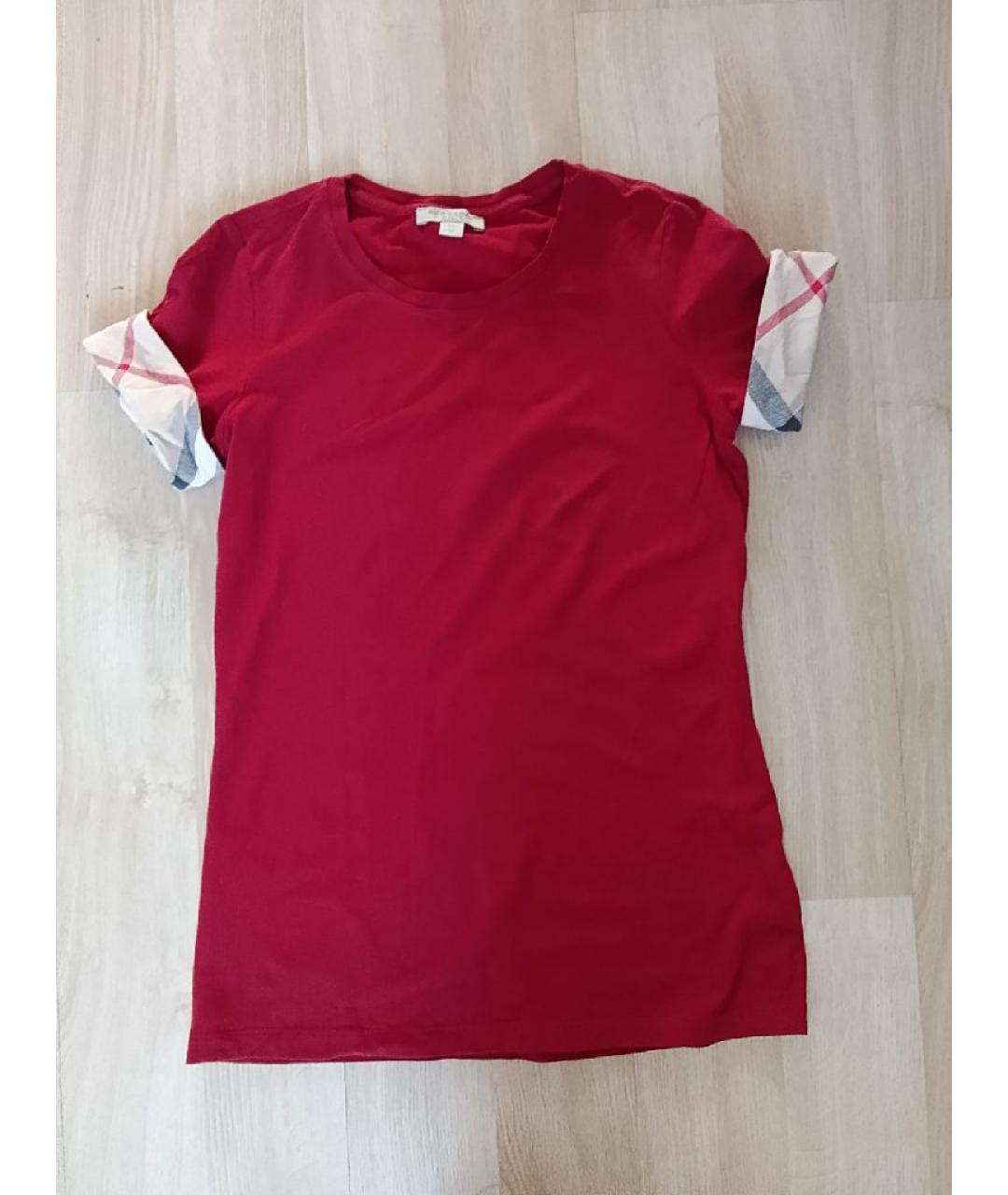 BURBERRY Бордовая хлопковая футболка, фото 3