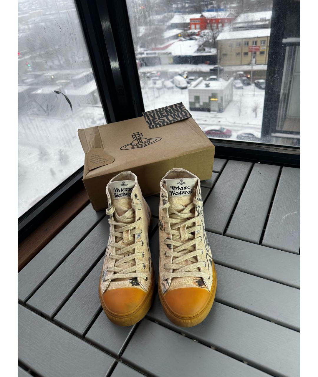 VIVIENNE WESTWOOD Бежевые высокие кроссовки / кеды, фото 3