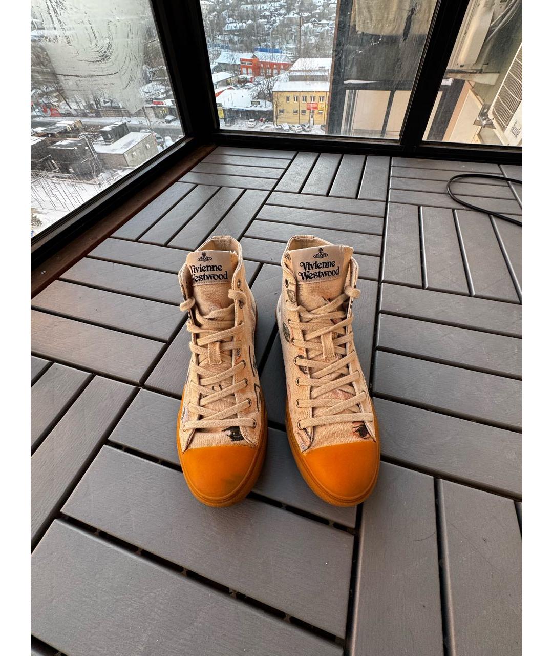 VIVIENNE WESTWOOD Бежевые высокие кроссовки / кеды, фото 7