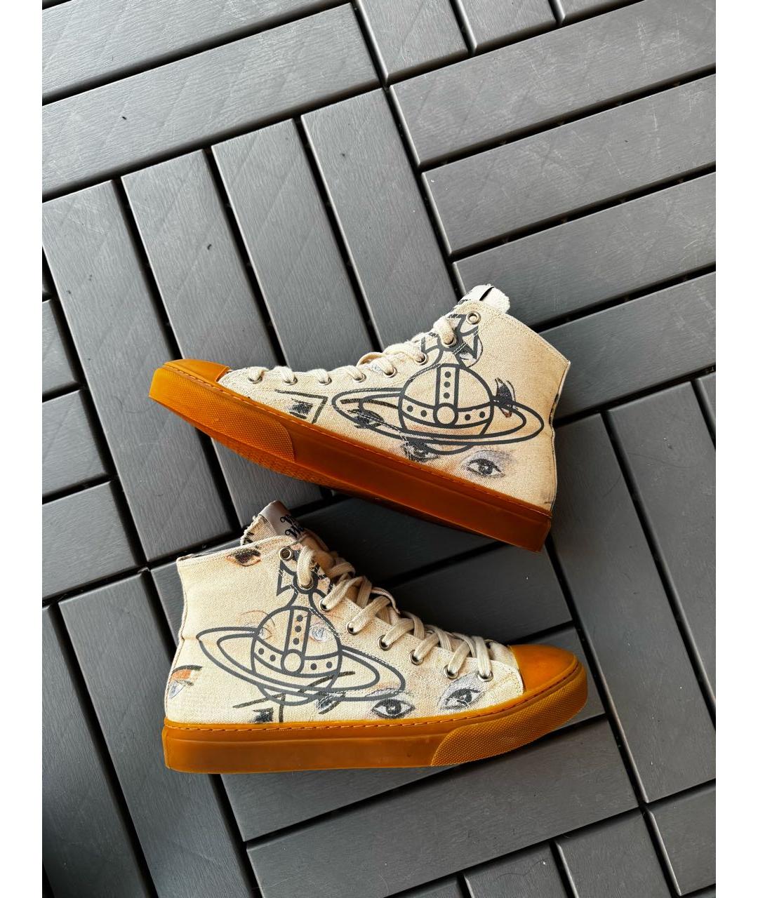 VIVIENNE WESTWOOD Бежевые высокие кроссовки / кеды, фото 8