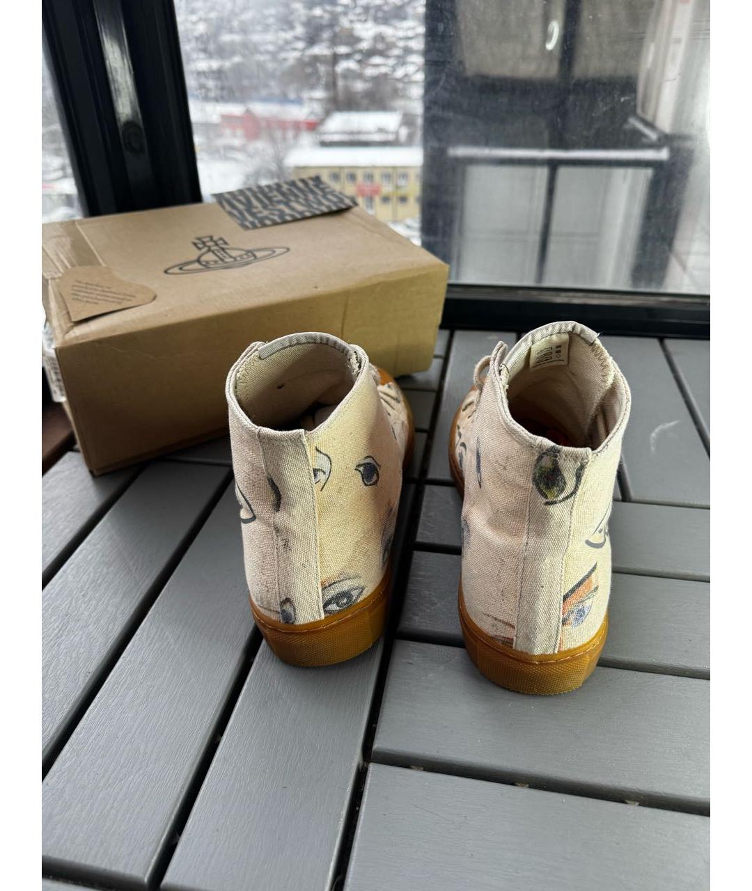 VIVIENNE WESTWOOD Бежевые высокие кроссовки / кеды, фото 4