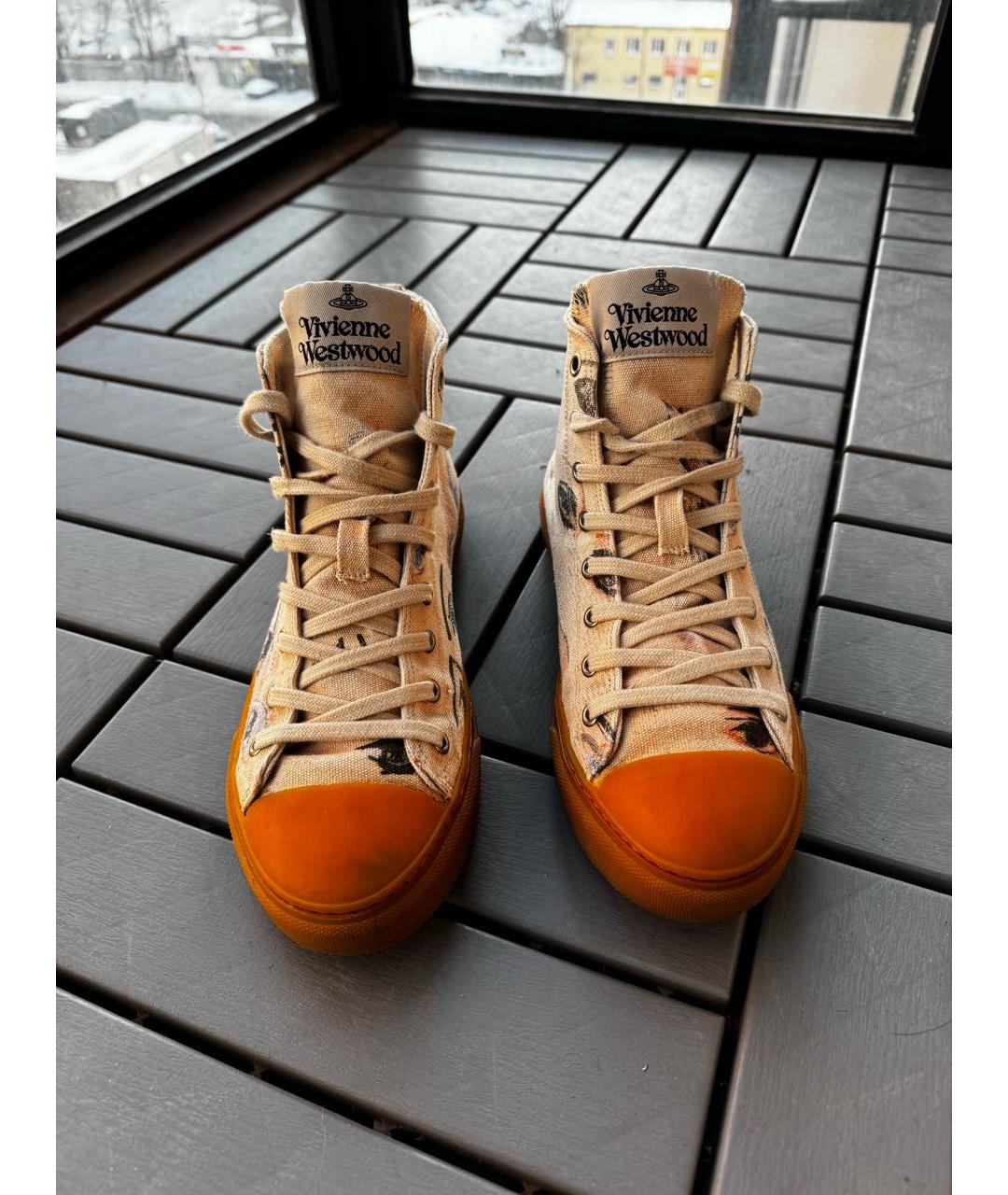 VIVIENNE WESTWOOD Бежевые высокие кроссовки / кеды, фото 5
