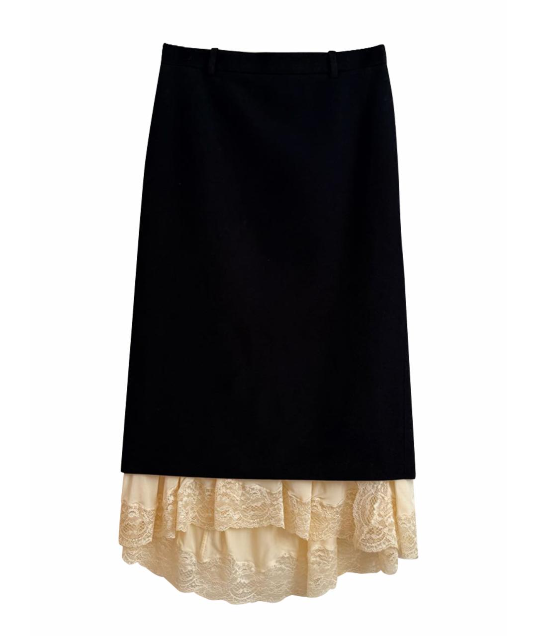 BALENCIAGA Черная шерстяная юбка миди, фото 1