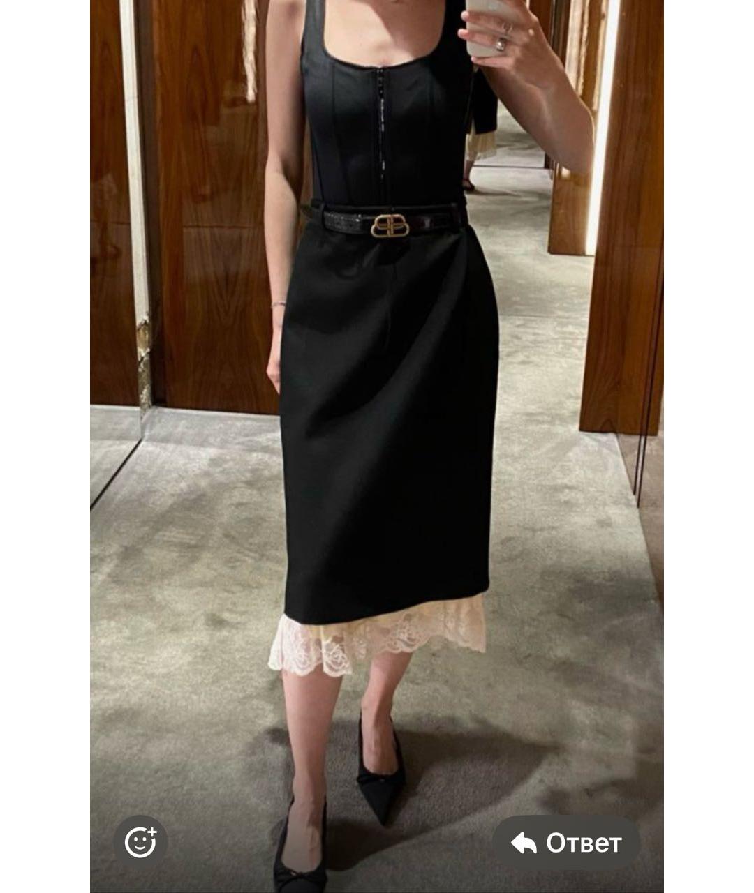 BALENCIAGA Черная шерстяная юбка миди, фото 7