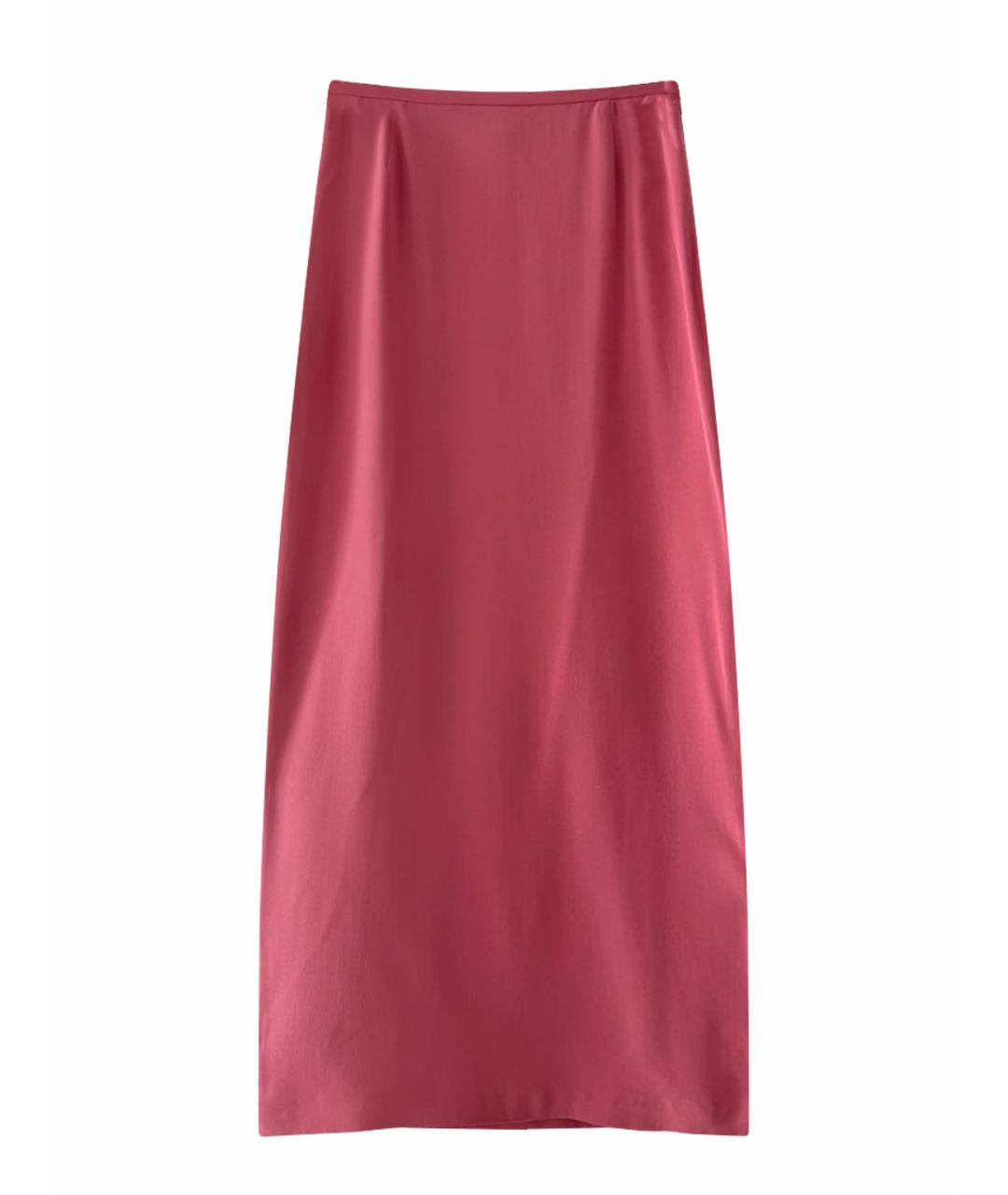LORO PIANA Коралловая шелковая юбка макси, фото 1