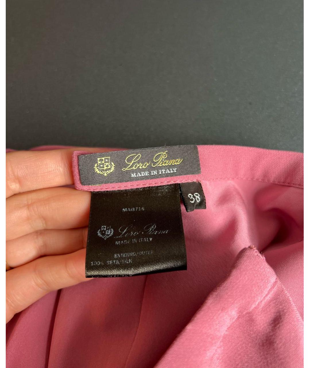 LORO PIANA Коралловая шелковая юбка макси, фото 3