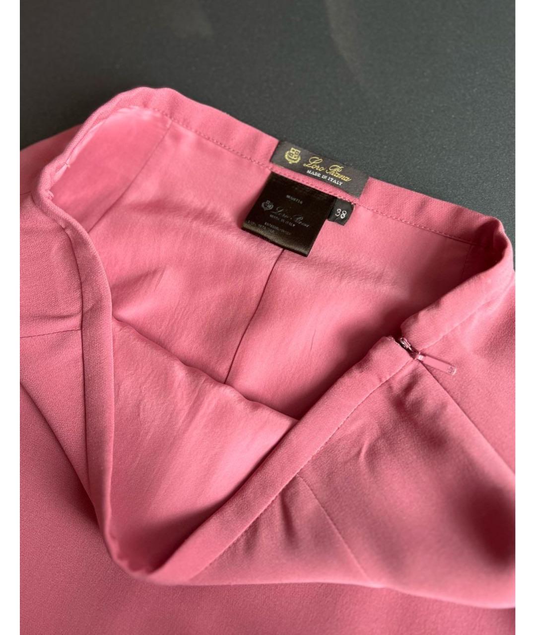 LORO PIANA Коралловая шелковая юбка макси, фото 5