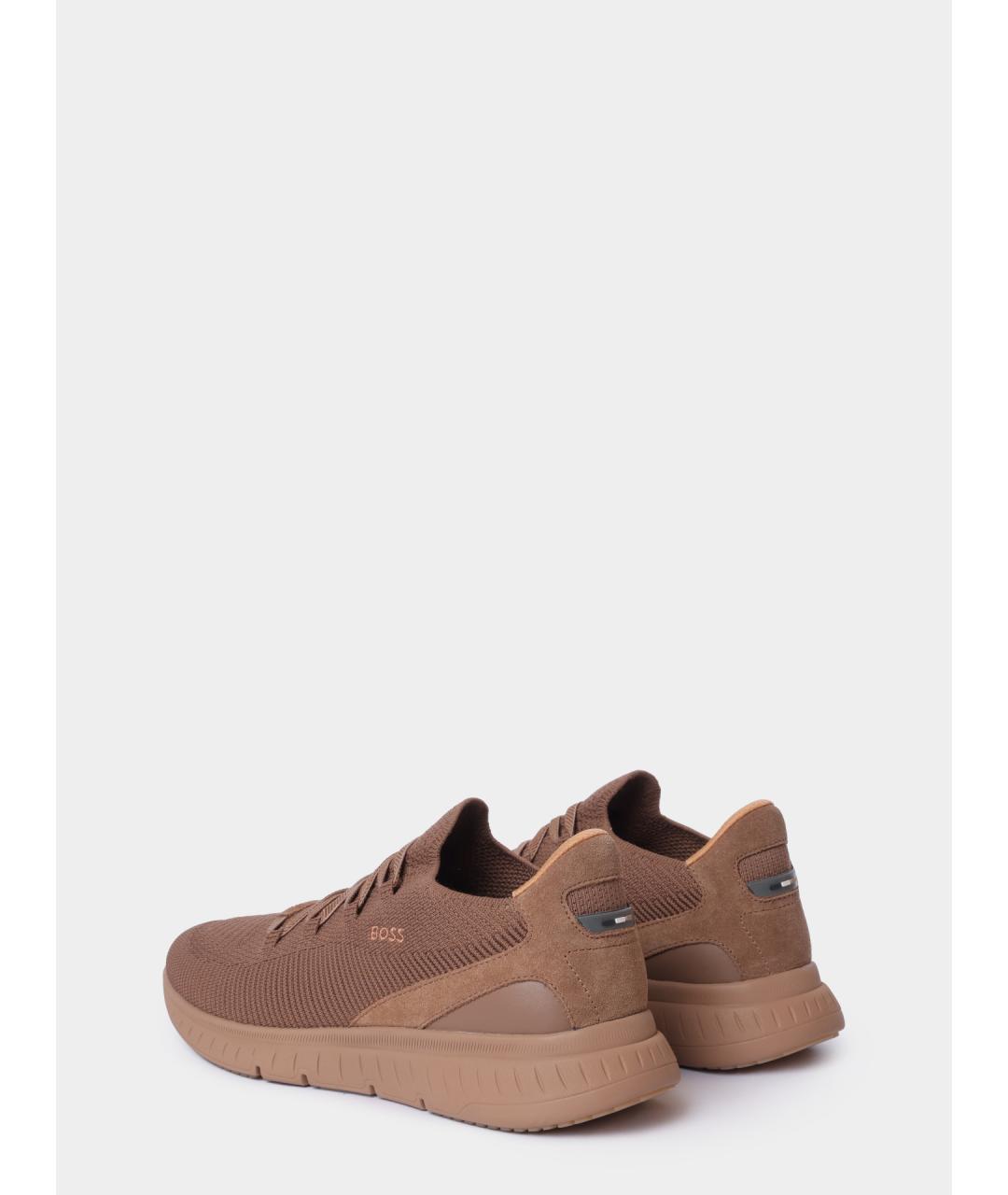 HUGO BOSS Коричневые текстильные низкие кроссовки / кеды, фото 6