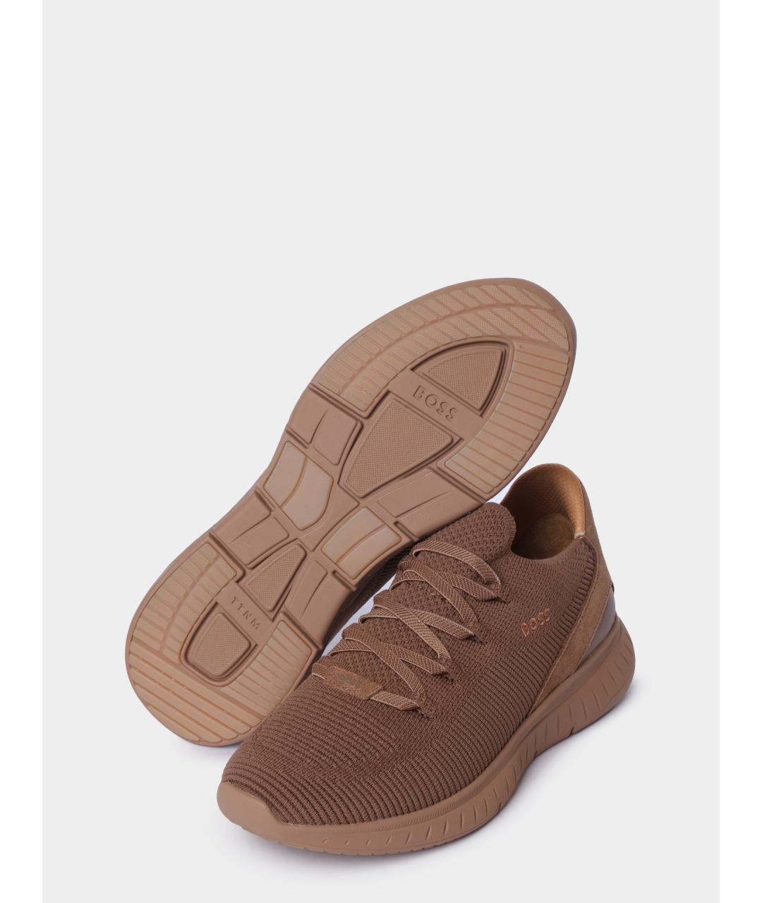 HUGO BOSS Коричневые текстильные низкие кроссовки / кеды, фото 5