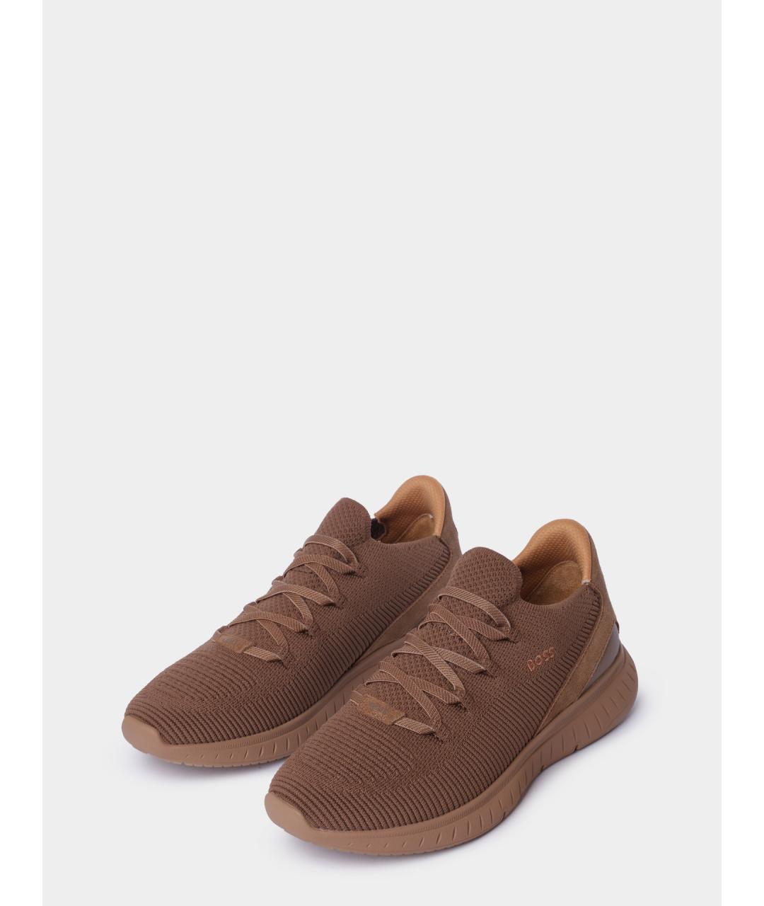 HUGO BOSS Коричневые текстильные низкие кроссовки / кеды, фото 2
