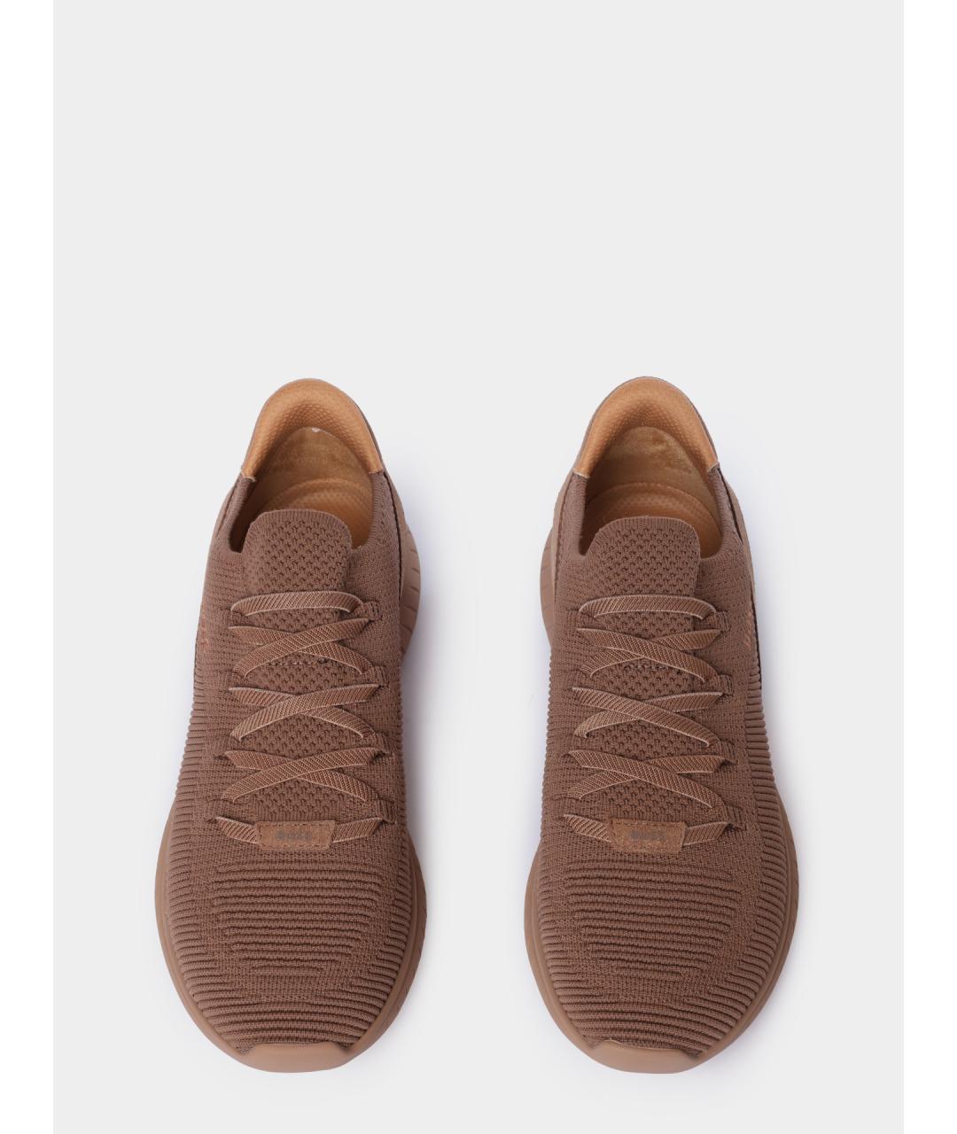 HUGO BOSS Коричневые текстильные низкие кроссовки / кеды, фото 4
