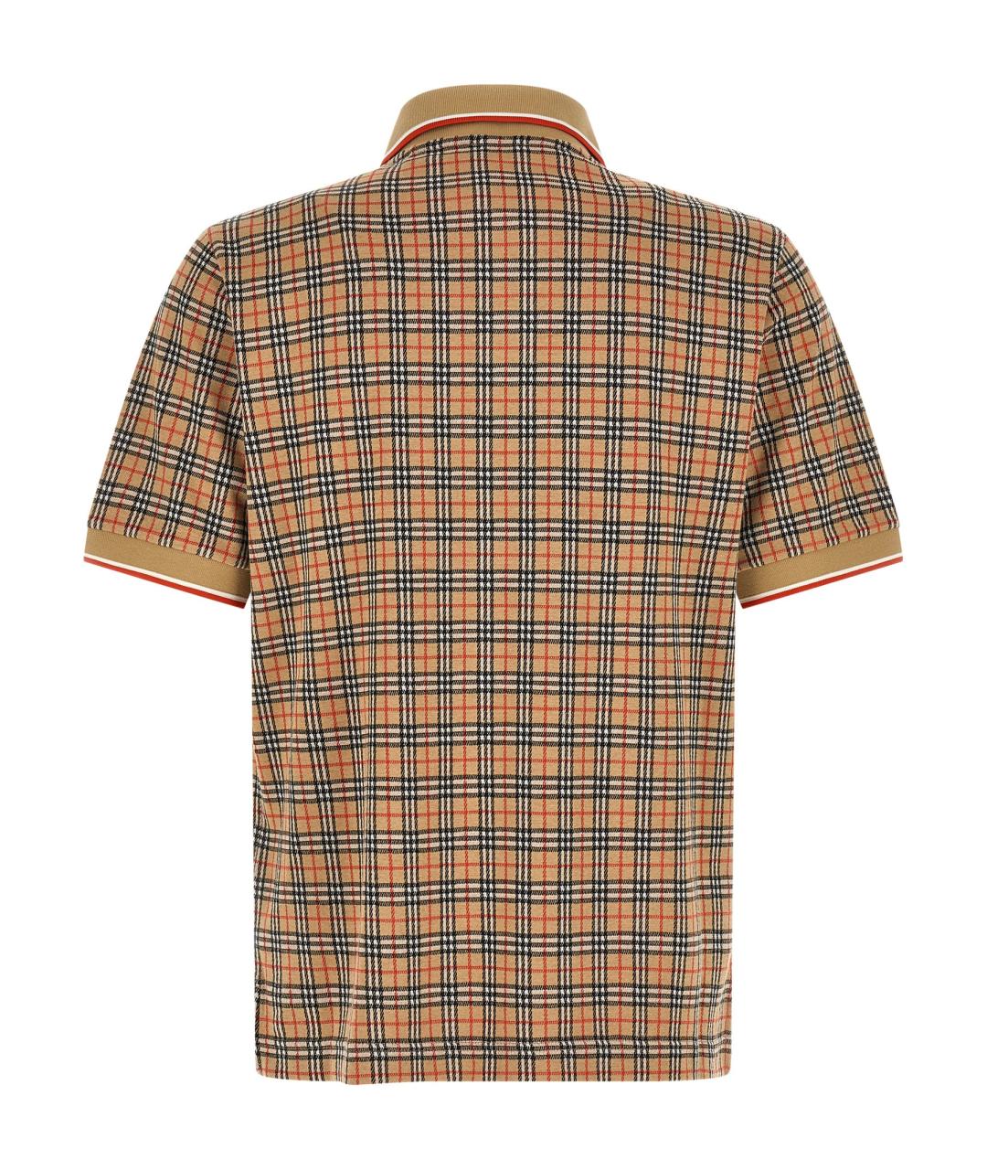 BURBERRY Бежевое вискозное поло с коротким рукавом, фото 2