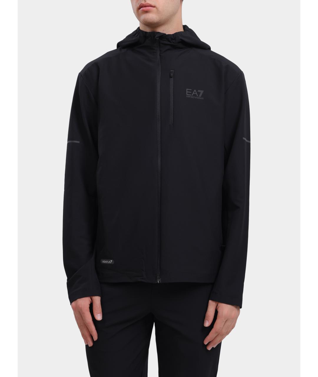 EA7 Черная полиамидовая куртка, фото 2
