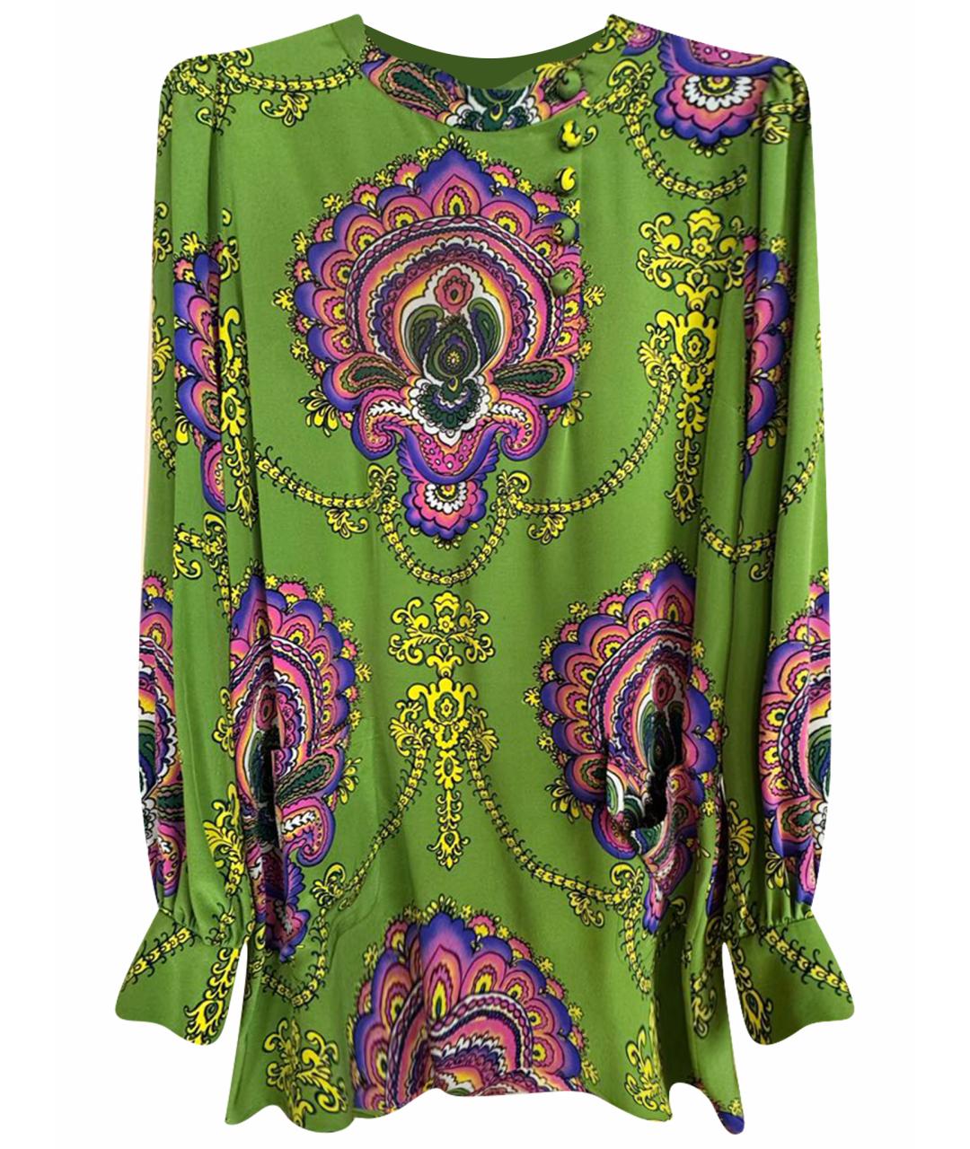 GUCCI Зеленая шелковая блузы, фото 1