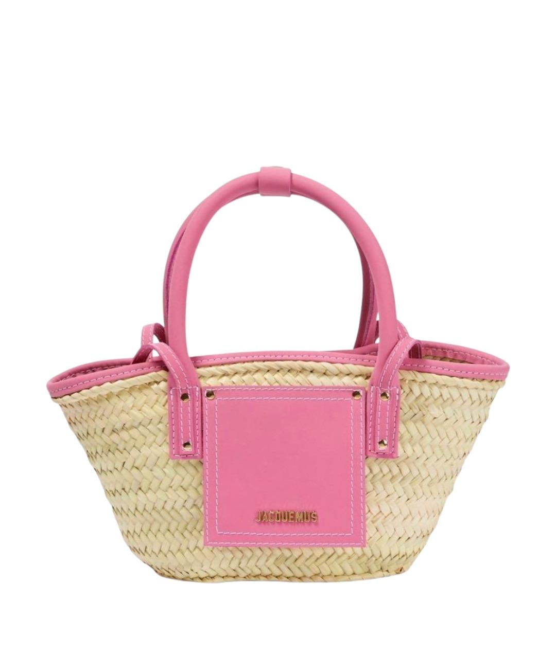 JACQUEMUS Розовая пелетеная пляжная сумка, фото 1