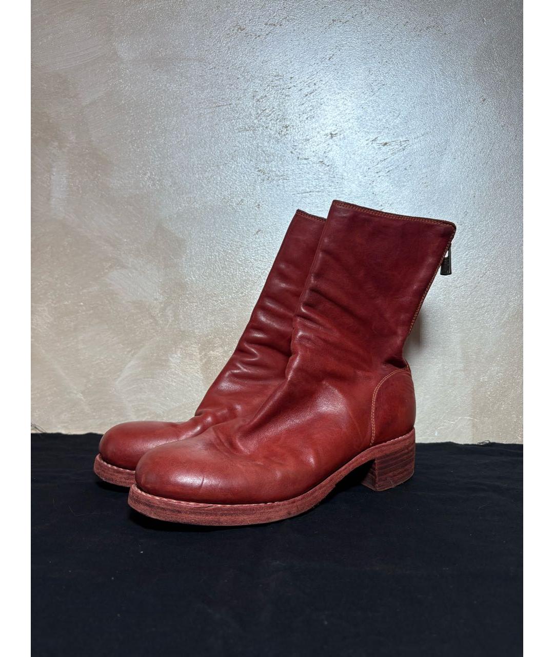 GUIDI Бордовые кожаные ботинки, фото 9