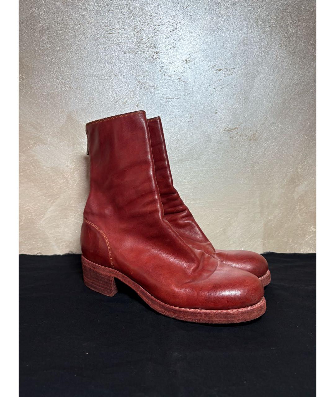 GUIDI Бордовые кожаные ботинки, фото 2