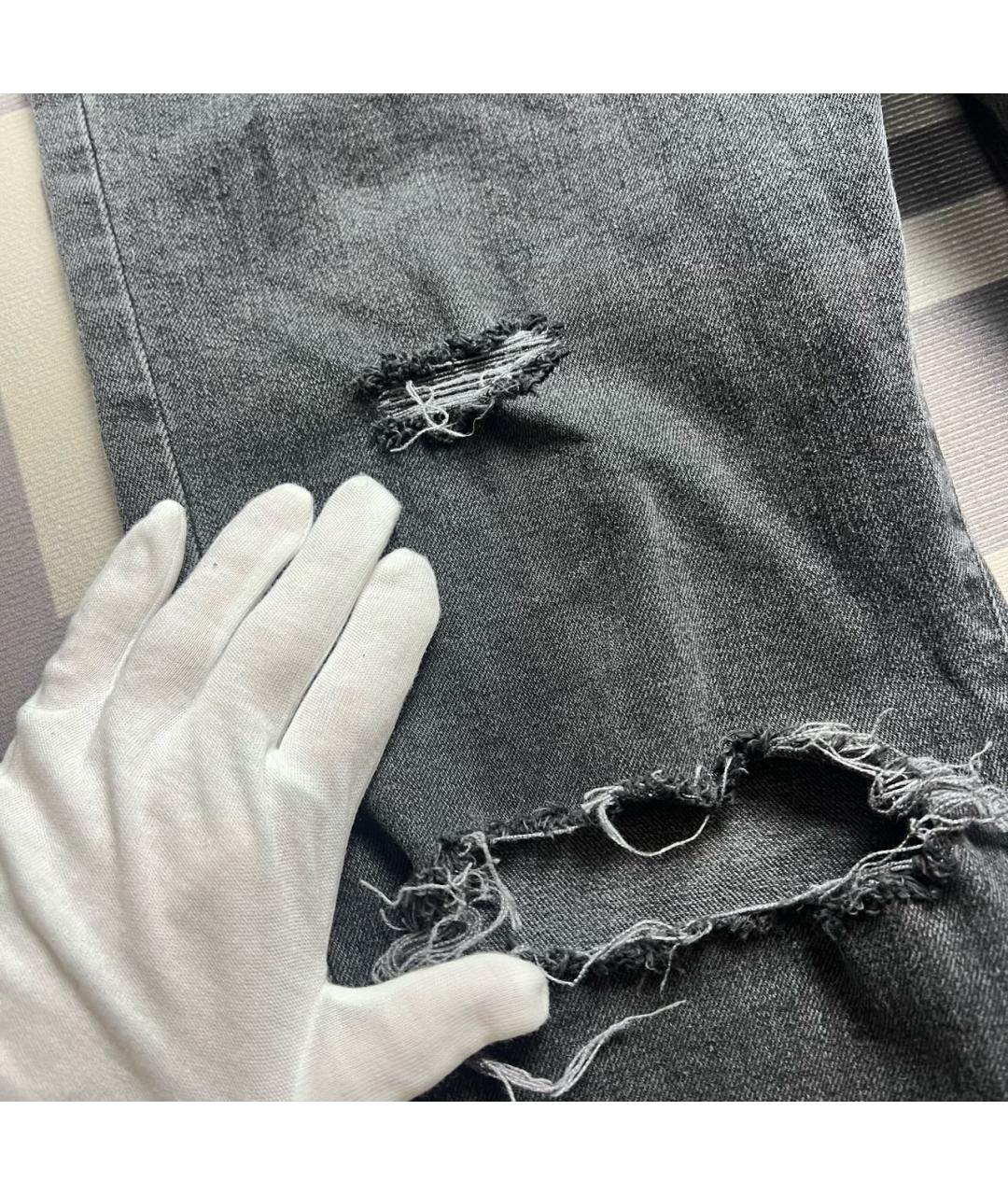 CHRISTIAN DIOR Антрацитовые хлопко-полиэстеровые прямые джинсы, фото 3