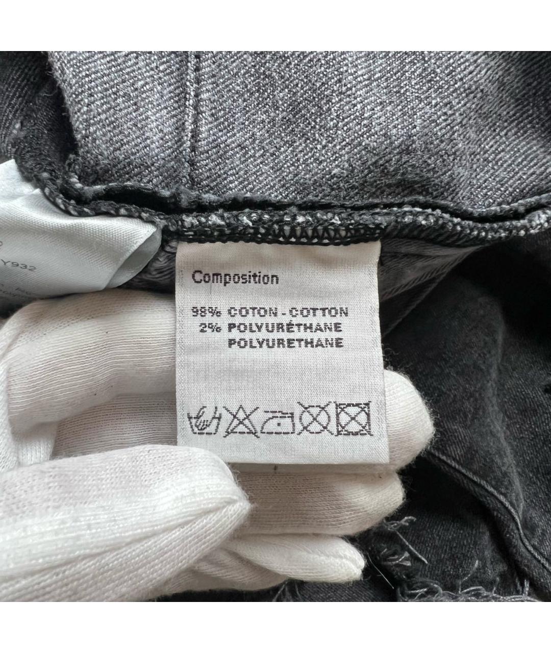 CHRISTIAN DIOR Антрацитовые хлопко-полиэстеровые прямые джинсы, фото 7