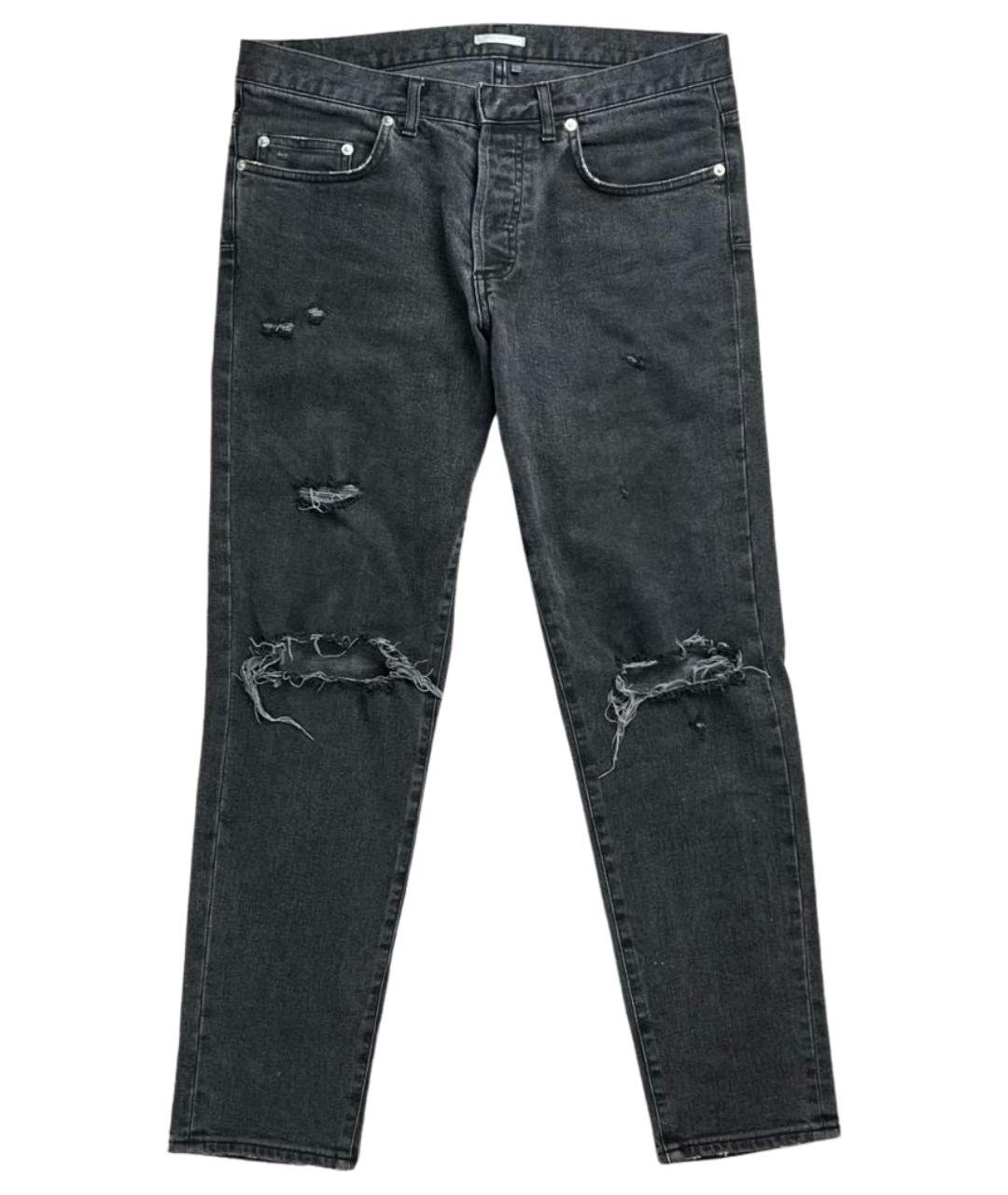 CHRISTIAN DIOR Антрацитовые хлопко-полиэстеровые прямые джинсы, фото 1