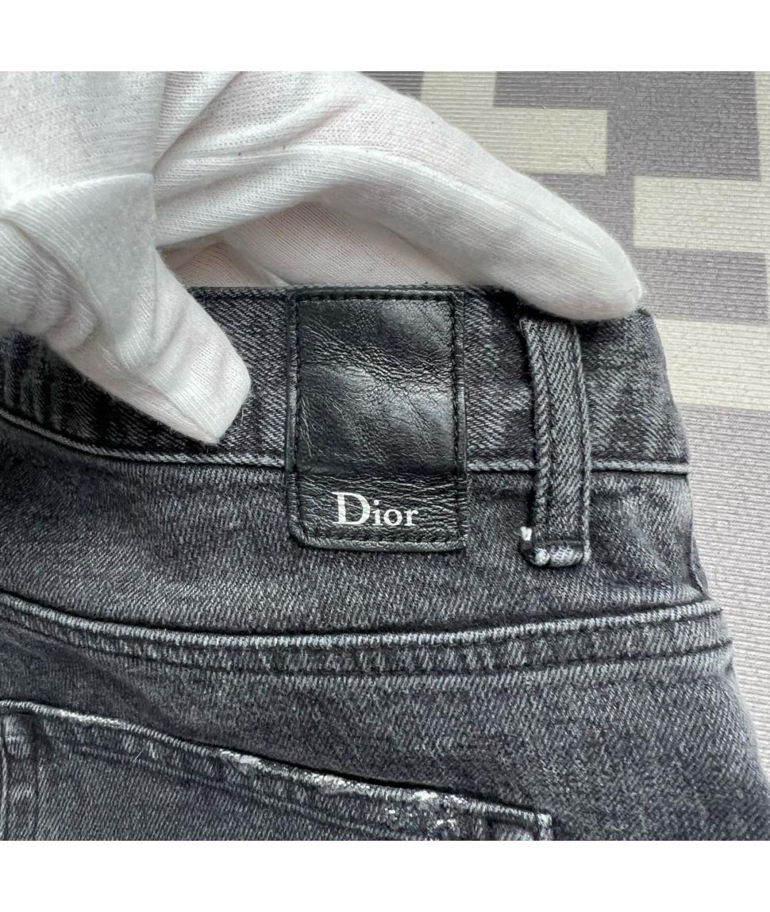 CHRISTIAN DIOR Антрацитовые хлопко-полиэстеровые прямые джинсы, фото 4